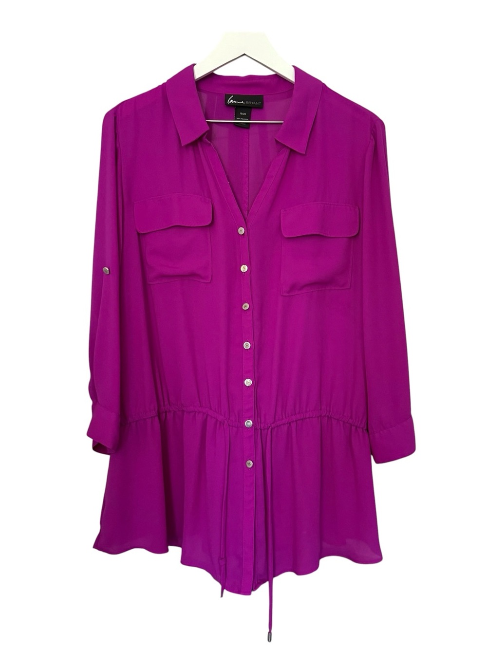 Lane Bryant Women’s Size 18/20 Button Front Roll Tab Sleeve Blouse